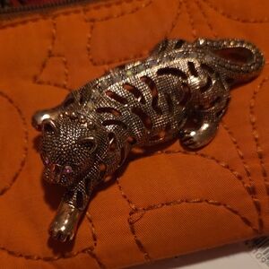 Gold Coloured Tiger Brooch